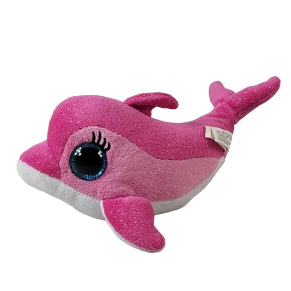 2/$15 Ty Beanie Boos Dolphin Surf Plush Pink 9" Glitter Eyes Ocean Aquarium 2014 - Picture 1 of 11